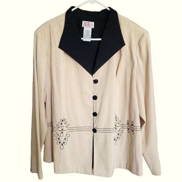 R&K Yellow & Black with Embroidery Blazer Size 26W - Picture 2 of 11